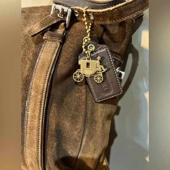 COACH Brown Leather Suede Hampton Tote Bag - Picture 4 of 12